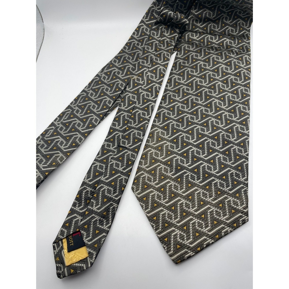 Robert Talbott Best of Class Nordstrom Silk Tie Extra Long Grey Geometric Maze